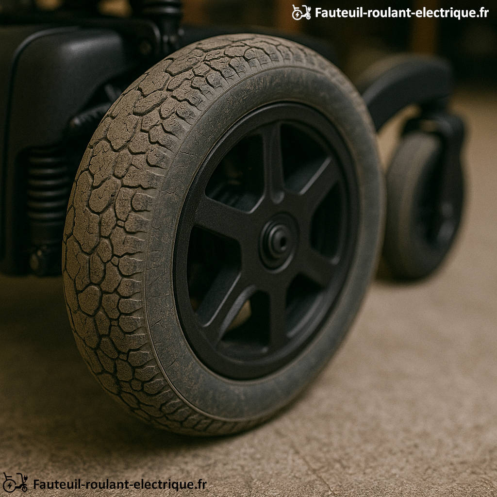 pneu usé fauteuil roulant électrique
