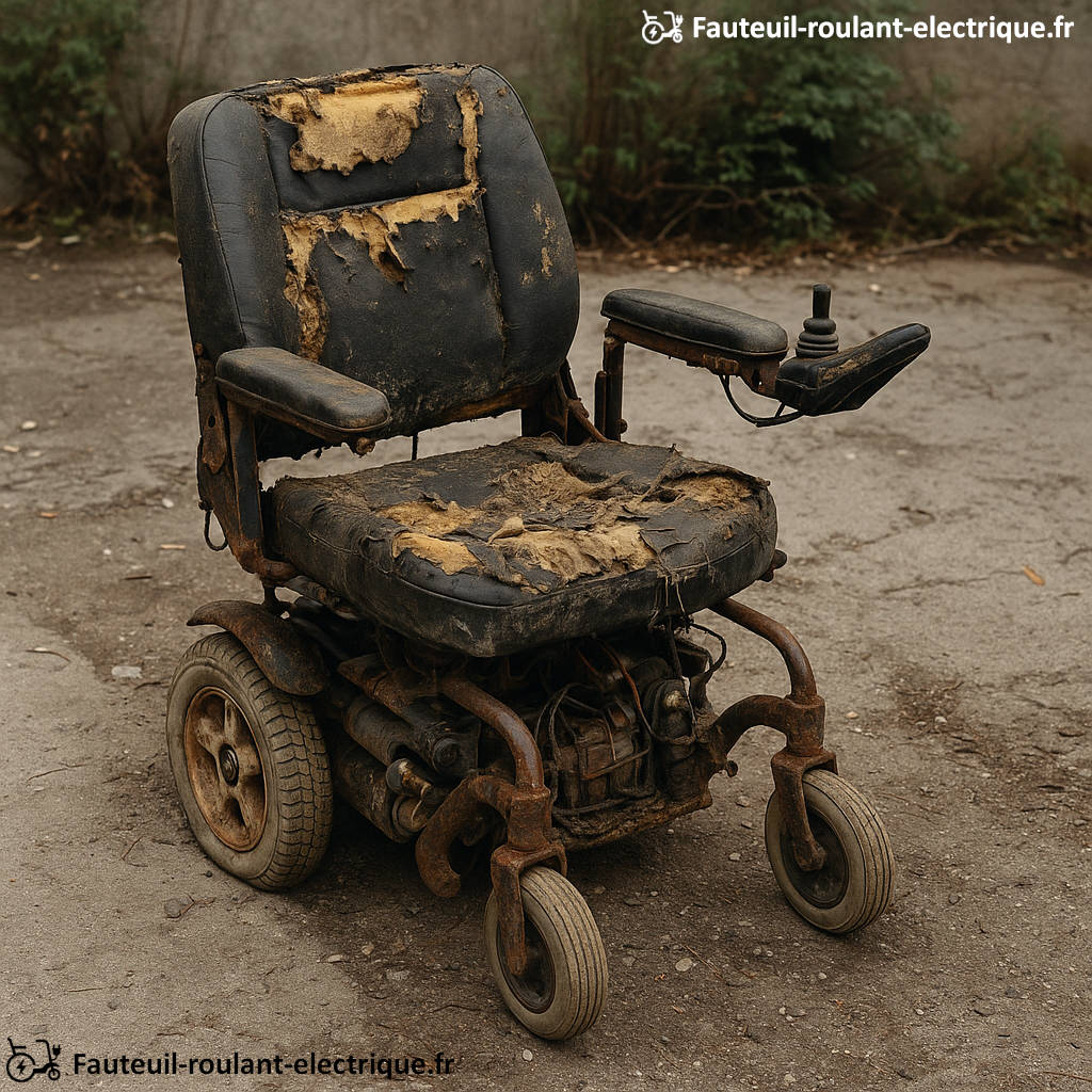 vieux fauteuil roulant usé hs