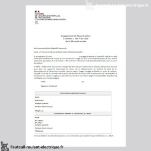 formulaire engagement de l'assuré de remise du fauteuil roulant après usage